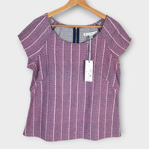 SOUTHERN TIDE Abstract Nicole Top SZ 8 Pink Blue Chevron 100% Cotton Golf NEW